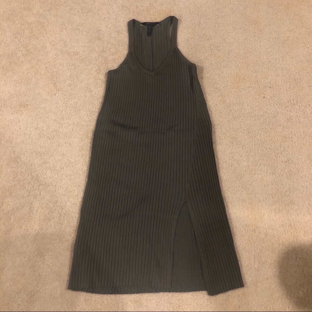 BCBGMAXAZRIA Olive Green Halter Tank Dress